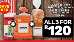 Usave CLASS 1 BEST BUY POTATOES + CARROTS + CLASS 1 ONIONS offer