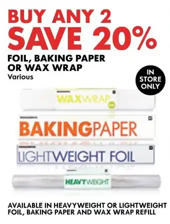 Foil, Baking Paper or Wax Wrap