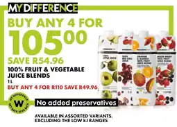 Woolworths MY DIFFERENCE 100% FRUIT & VEGETABLE JUICE BLENDS offer