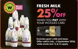 Woolworths Fresh Milk offer