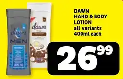 Usave Dawn Hand & Body Lotion offer