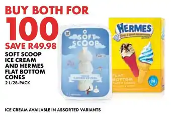 Soft Scoop Ice Cream and Hermes Flat Bottom Cones