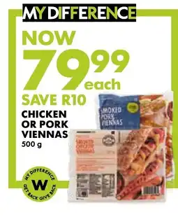 Woolworths My Difference Smoked Chicken Viennas offer