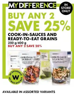 Woolworths Cook-in-Sauce and Ready-to-Eat Grains offer