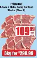 Boxer Fresh beef t-bone / club / rump on bone steaks (class c) offer