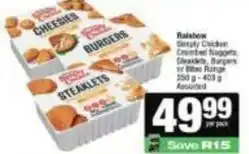 Spar Rainbow - simply chicken crumbed nuggets, gledalettes, burgers or bites range offer