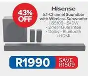 OK Furniture Hisense - 5.1-channel soundbar with wireless subwoofer hs5100 offer