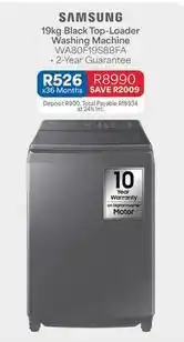 OK Furniture Samsung - 19kg black top-loader washing machine wa80f19s8bfa offer