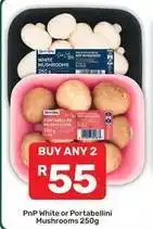 Pick n Pay White or portabellini mushrooms 250g offer