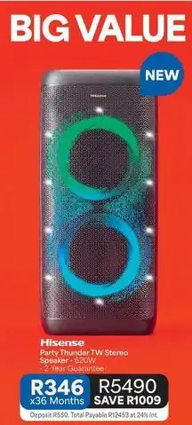 OK Furniture Hisense - party thunder tw stereo speaker - 620w offer