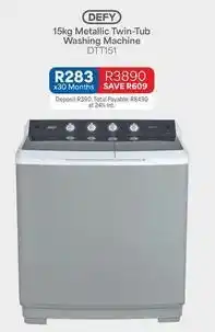 OK Furniture Defy - 15kg metallic twin-tub washing machine dtt151 offer
