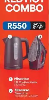 OK Furniture Hisense - 1.7l cordless kettle h17kbk53 + steam iron h18sibkst - 2200w offer