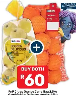 Pick n Pay Pick n pay - citrus orange carry bag & golden delicious apples offer