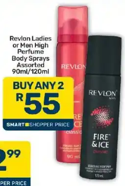 Pick n Pay Revlon Ladies or Men High Perfume Body Sprays Assorted offer