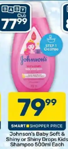 Pick n Pay Johnson's Baby Soft & Shiny or Shiny Drops Kids Shampoo offer