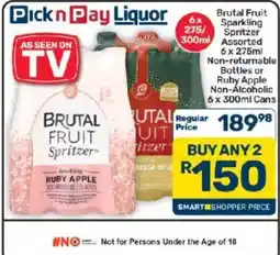 Pick n Pay Hypermarket Brutal Fruit Spritzer Assorted offer