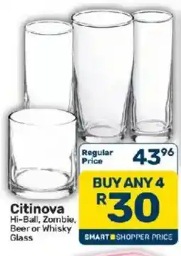 Pick n Pay Hypermarket Citinova Hi-Ball, Zombie, Beer or Whisky Glass offer