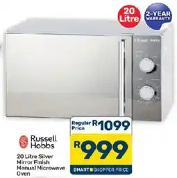 Pick n Pay Hypermarket Russell Hobbs 20 Litre Silver Mirror Finish Manual Microwave Oven offer
