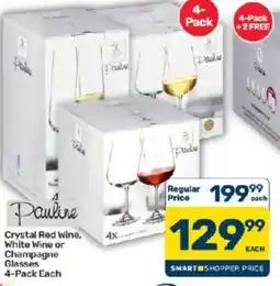 Pick n Pay Hypermarket Pauline Crystal Red Wine, White Wine or Champagne Glasses offer