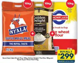 Pick n Pay Hypermarket Snowflake Cake Wheat Flour, Golden Delight Thai Rice, Nyala Super Maize Meal offer