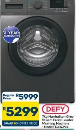 Pick n Pay Hypermarket DEFY 7kg Manhattan Grey Steam Front Loader Washing Machine offer