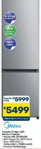 Pick n Pay Hypermarket Metallic Fridge with Bottom Freezer Midea offer