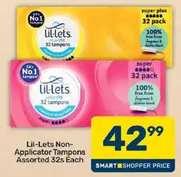 Pick n Pay Lil-Lets Non-Applicator Tampons Assorted offer