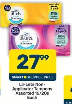 Pick n Pay Lil-Lets Non-Applicator Tampons Assorted offer