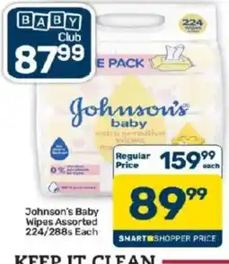 Pick n Pay Hypermarket Johnson's Baby Wipes Assorted offer