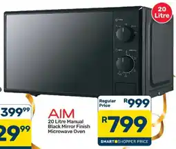 Pick n Pay AIM 20 Litre Manual Black Mirror Finish Microwave Oven offer