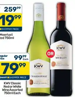 Pick n Pay Liquor KWV Classic Red or White Wine Assorted offer