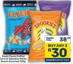 Pick n Pay Truda Flyers Puffed Corn or Spookies Maize Snack Assorted offer
