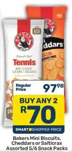 Pick n Pay Bakers Mini Biscuits, Chedders or Salticrax Assorted offer