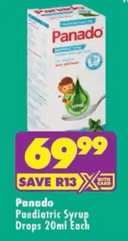 Shoprite Panado Paediatric Syrup Drops offer