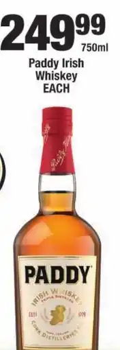 OK Liquor Paddy Irish Whiskey offer