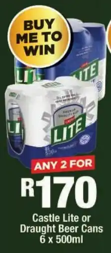 OK Liquor Castle Lite or Draught Beer Cans offer