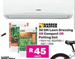 Game GARDEN MASTER 30 DM Lawn Dressing OR Compost OR Potting Soil offer