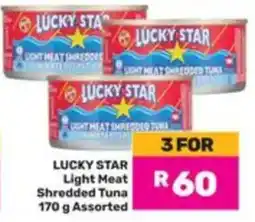 Game Lucky Star Light Meat Shredded Tuna Assorted offer