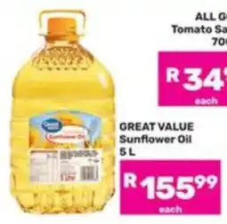Game GREAT VALUE Sunflower Oil offer