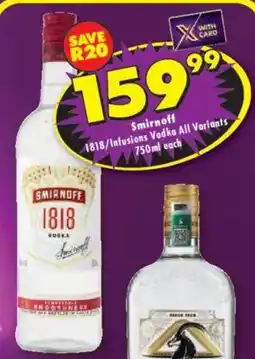 Shoprite Liquor Smirnoff 1818/Infusions Vodka offer