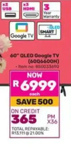 Game 60" QLED Google TV offer