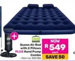 Game Camp Master Queen Air Bed with 2 Pillows PLUS Hand Pump Combo offer