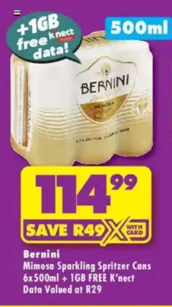 Bernini Mimosa Sparkling Spritzer Cans
