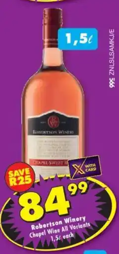 Shoprite Liquor Robertson Winery Chapel Wine All Variants offer