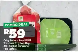 OK Grocer Crisp Lettuce Head PLUS Tomatoes 1kg Poly Bag AND English Cucumber offer