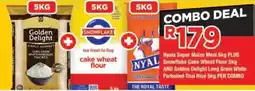 OK Grocer Nyala Super Maize Meal PLUS Snowflake Cake Wheat Flour AND Golden Delight Long Grain White Parboiled Thai Rice offer