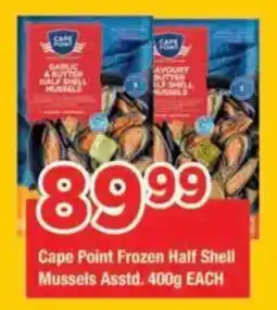 OK Grocer Cape Point Frozen Half Shell Mussels Assorted offer