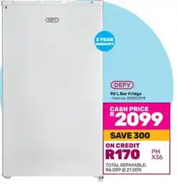 Game DEFY 90 L Bar Fridge offer
