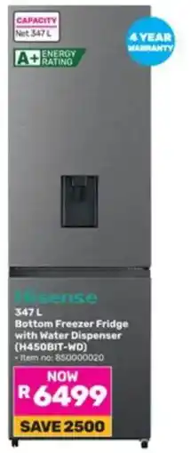 Game Hisense 347 L Bottom Freezer Fridge with Water Dispenser offer