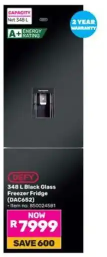 Game DEFY 348 L Black Glass Freezer Fridge (DAC652) offer